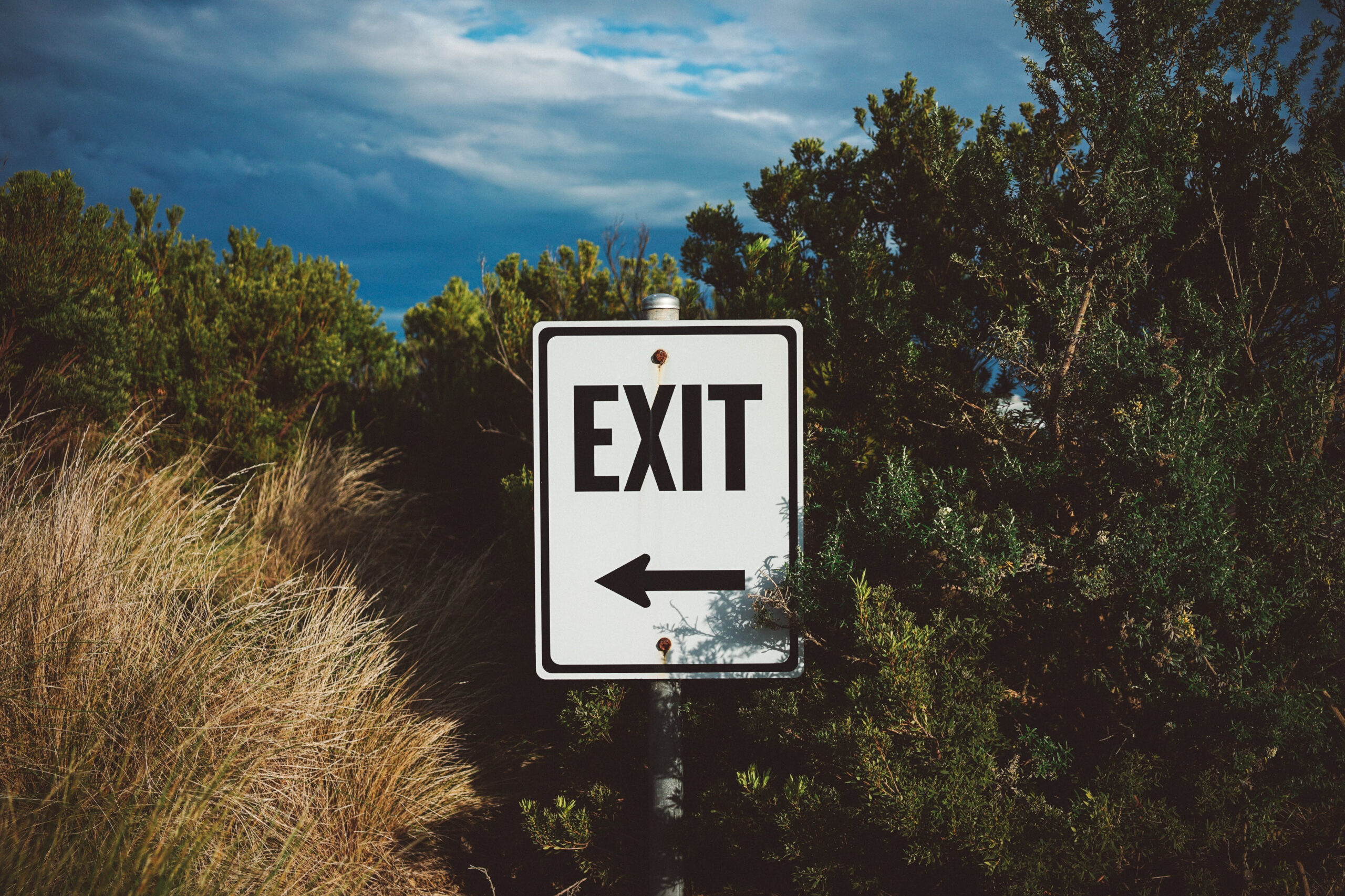 Un panneau Exit au milieu de la nature
