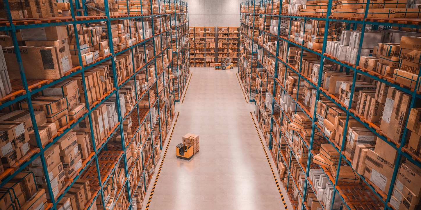 Entrepôt logisitique avec plein de cartons
