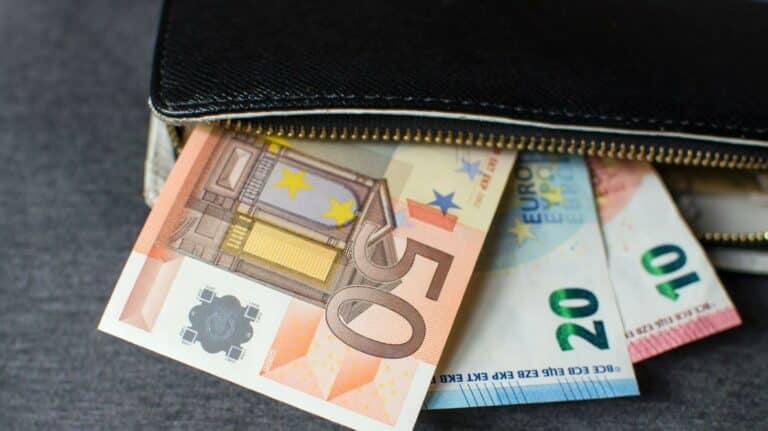 Billets en euros dans un portefeuille