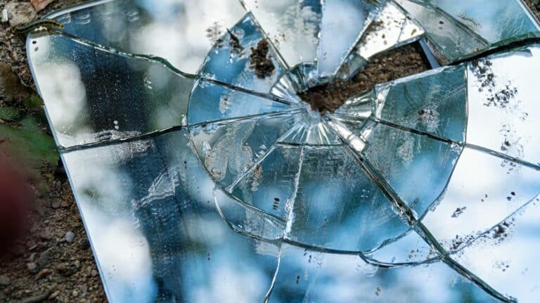 Un miroir brisé sur le sol